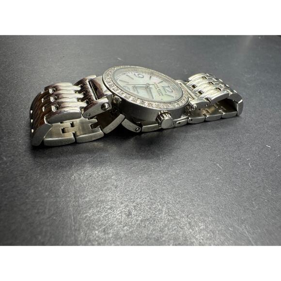 Anne Klein New York Diamond Swiss Watch Ladies 763S 28.5mm 5 3/4" Silver Tone - Picture 4 of 12